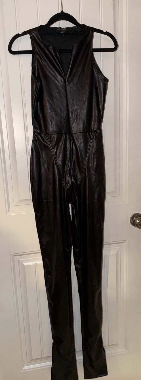 PrettyLittleThing Sleeveless Faux Leather Jumpsuit